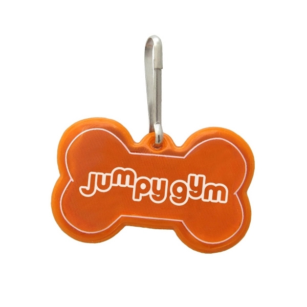 Reflective dog bone shaped collar tag made of plastic, measuring 1... from ASI 92980 WOV-IN® / Promopet