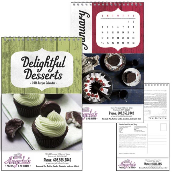 Recipe postcard calendar has delightful desserts with recipes to keep and... from ASI 40480 Koozie Group / Triumph Calendars 