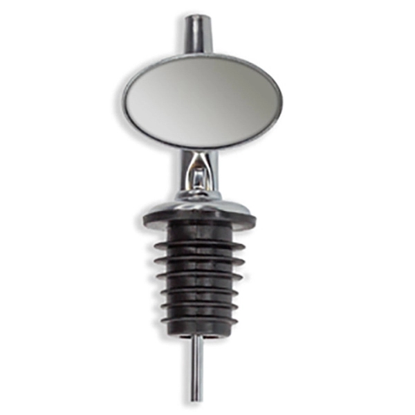 Chrome and rubber liquor bottle pourer with spout and full color... from ASI 52263 EMT / EMT