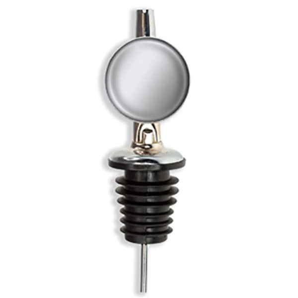 Chrome and rubber liquor bottle pourer with spout and full color... from ASI 52263 EMT / EMT