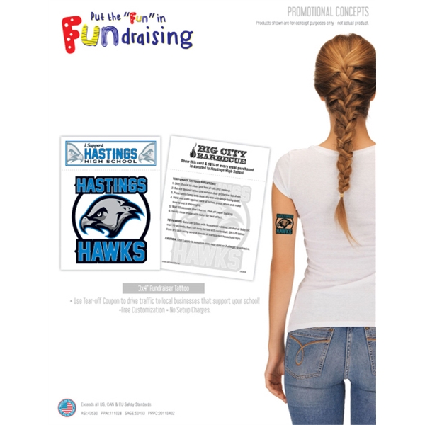 3"x4" Custom Tear-Off Temporary Tattoo Sheet... from ASI 43530 California Tattoos / California Tattoos