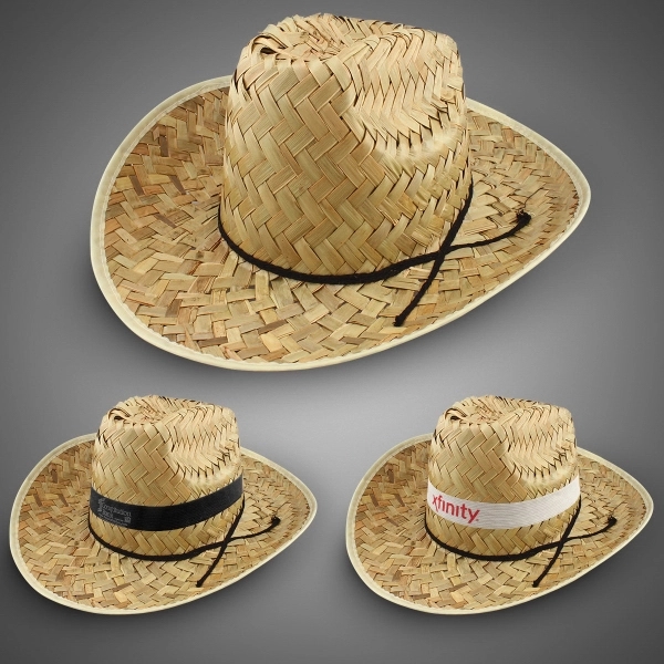 Adult-sized  western cowboy hats with Imprinted Black or White Hat... from ASI 42016 Brighter Promotions Inc