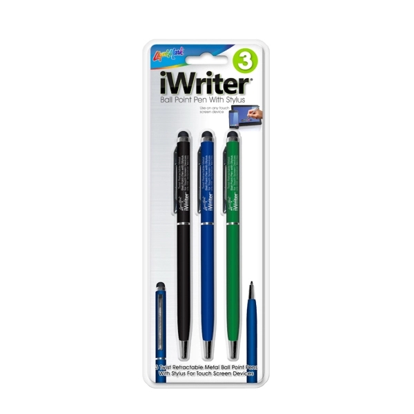 3 Pack iWriter Metal Ball Point Pen with Stylus.... from ASI 67675 Liqui-Mark Corp