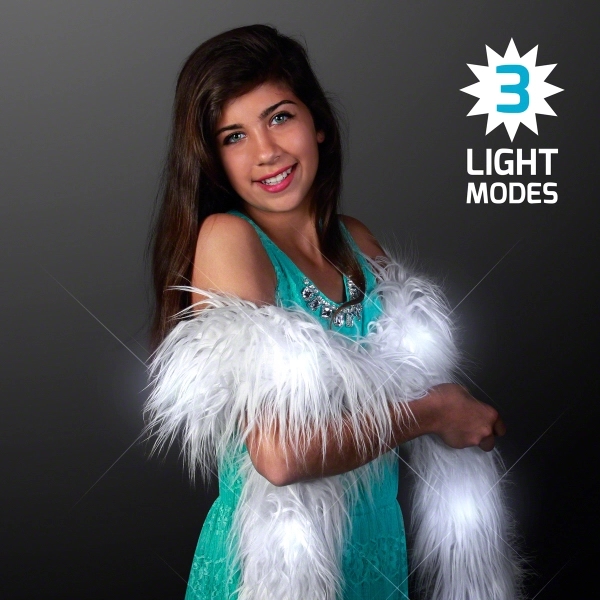 White Lights Faux Fur Boa is LED fashion at it's highest.... from ASI 34194 ALightPromos / Alight Promotional Products