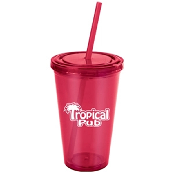 16oz. Double wall clear acrylic cup with matching twist on lid... from ASI 40544 Binaco / Binaline