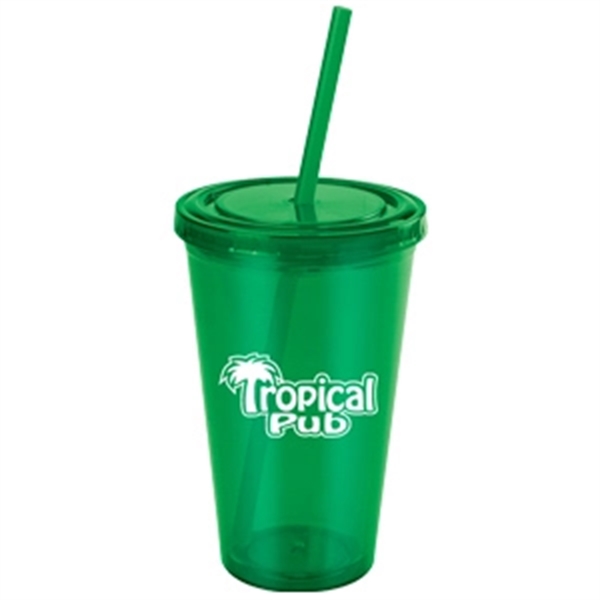 16oz. Double wall clear acrylic cup with matching twist on lid... from ASI 40544 Binaco / Binaline