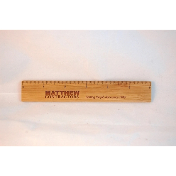 6" x 1" x 0.25" bamboo wood ruler with imperial and... from ASI 92531 Unique Custom Products / UCP