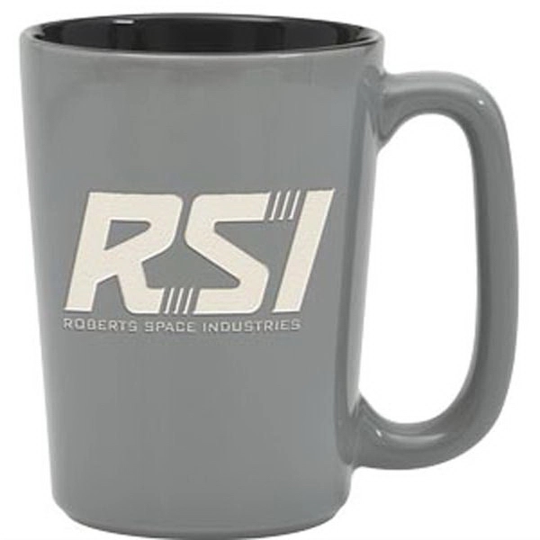 16 oz. ceramic mug with rectangular handle, glossy gray exterior and... from ASI 71920 Moderne Glass Company Inc / Glass America®