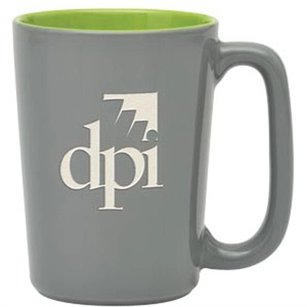 16 oz. ceramic mug with rectangular handle, glossy gray exterior and... from ASI 71920 Moderne Glass Company Inc / Glass America®