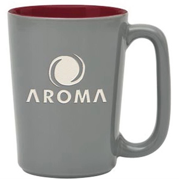 16 oz. ceramic mug with rectangular handle, glossy gray exterior and... from ASI 71920 Moderne Glass Company Inc / Glass America®