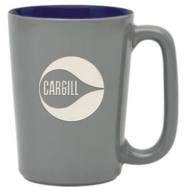 16 oz. ceramic mug with rectangular handle, glossy gray exterior and... from ASI 71920 Moderne Glass Company Inc / Glass America®