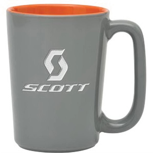 16 oz. ceramic mug with rectangular handle, glossy gray exterior and... from ASI 71920 Moderne Glass Company Inc / Glass America®