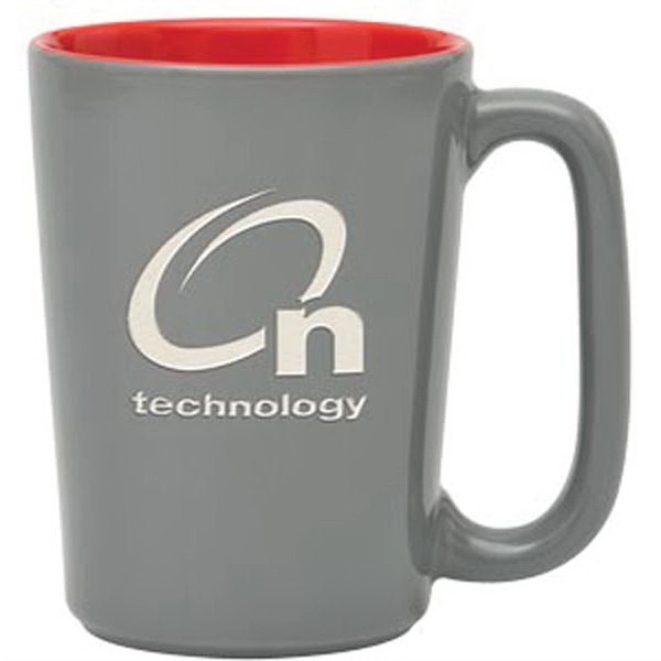 16 oz. ceramic mug with rectangular handle, glossy gray exterior and... from ASI 71920 Moderne Glass Company Inc / Glass America®