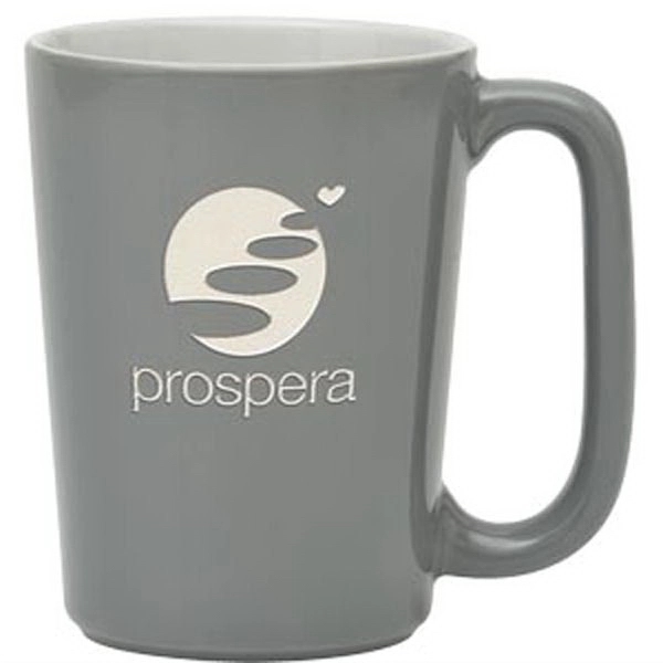 16 oz. ceramic mug with rectangular handle, glossy gray exterior and... from ASI 71920 Moderne Glass Company Inc / Glass America®