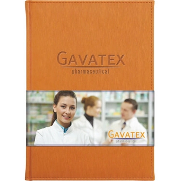 7" x 9.5" bold, textured, thread-sewn book-bound journal with deboss imprint,... from ASI 91340 Journalbooks/Timeplanner Calendars