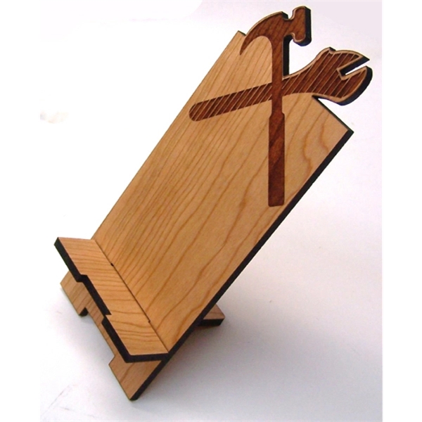 Wooden cell phone holder measures 3" x 7" and is a... from ASI 92531 Unique Custom Products / UCP