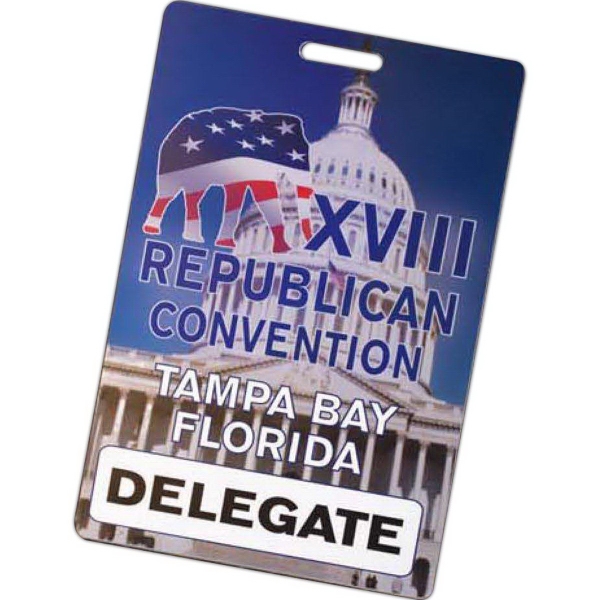 Full color event passes made from opaque white rigid vinyl.... from ASI 52550 Erell Manufacturing Company