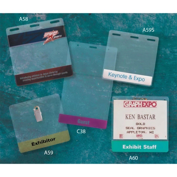 Custom bottom strip badge holder, 4" w x 6 3/4" h... from ASI 52550 Erell Manufacturing Company