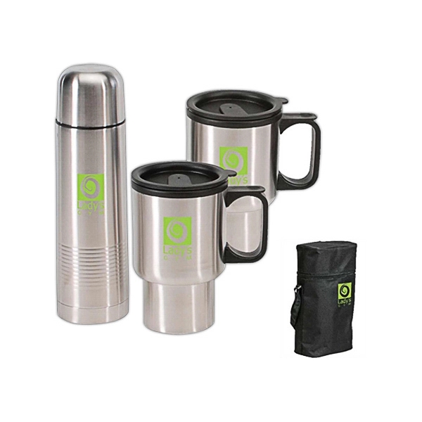 14 oz. stainless steel exterior and plastic interior coffee mugs... from ASI 40544 Binaco / Binaline