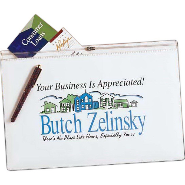 Zippered vinyl briefcase with a clear plastic zipper with metal tab... from ASI 52550 Erell Manufacturing Company