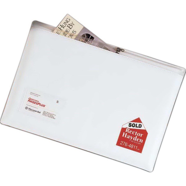 Zippered vinyl briefcase with a clear plastic zipper with metal tab... from ASI 52550 Erell Manufacturing Company