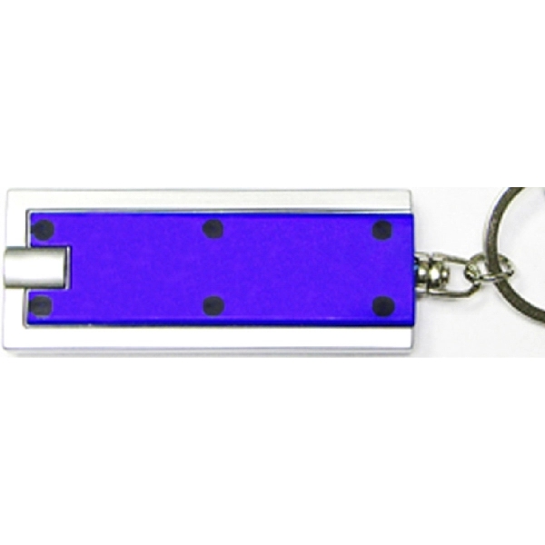 Slim rectangular flash light with swivel key chain, blue.... from ASI 74585 Nu Promo International / Nu Promo Line