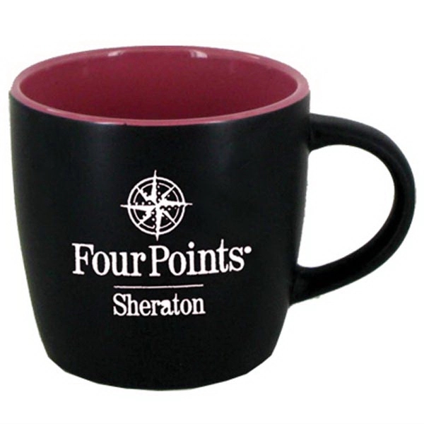 12 OZ STYLISH MATTE FINISH CAFE MUG WITH COLORED INTERIOR. Trendy... from ASI 46573 Cooper & Clement Inc