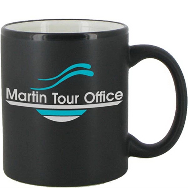 11 oz C-Handle ceramic mug matte black out with interior accent... from ASI 46573 Cooper & Clement Inc