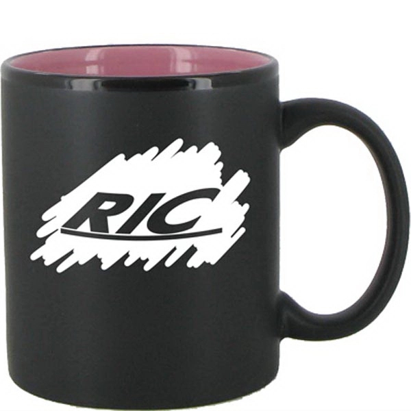 11 oz C-Handle ceramic mug matte black out with interior accent... from ASI 46573 Cooper & Clement Inc