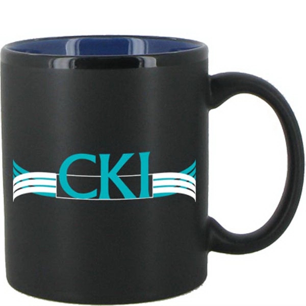11 oz C-Handle ceramic mug matte black out with interior accent... from ASI 46573 Cooper & Clement Inc
