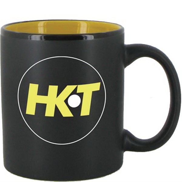 11 oz C-Handle ceramic mug matte black out with interior accent... from ASI 46573 Cooper & Clement Inc
