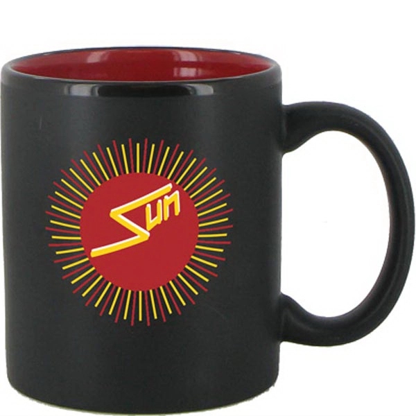 11 oz C-Handle ceramic mug matte black out with interior accent... from ASI 46573 Cooper & Clement Inc