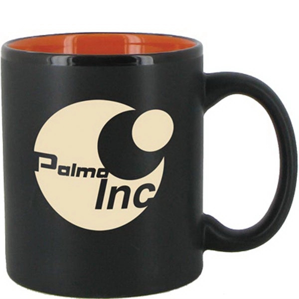 11 oz C-Handle ceramic mug matte black out with interior accent... from ASI 46573 Cooper & Clement Inc