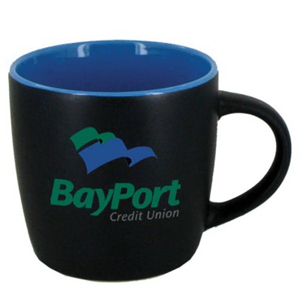 12 OZ STYLISH MATTE FINISH CAFE MUG WITH COLORED INTERIOR. Trendy... from ASI 46573 Cooper & Clement Inc