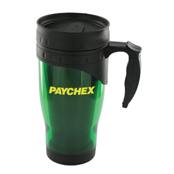 16 oz traveler travel mug. Every coffee drinker will welcome this... from ASI 46573 Cooper & Clement Inc / Inspiration by C&C Line