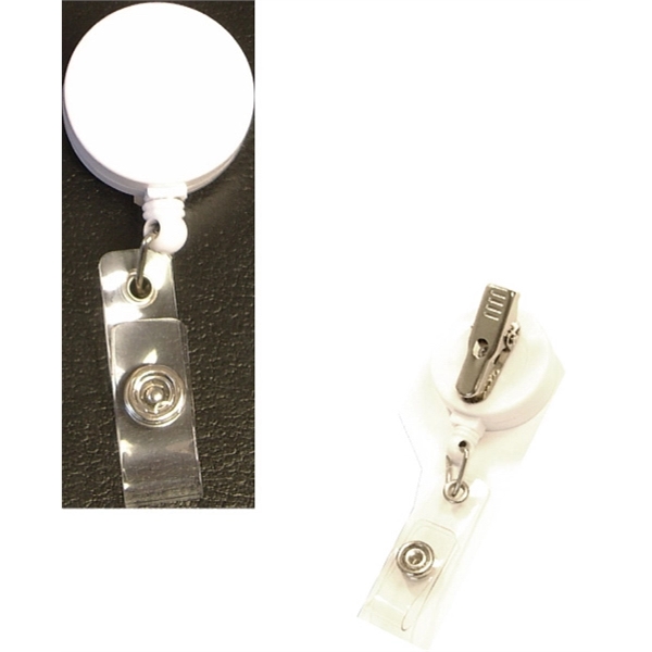 Round 24" retractable badge holder with metal clip on the back.... from ASI 74585 Nu Promo International / Nu Promo Line