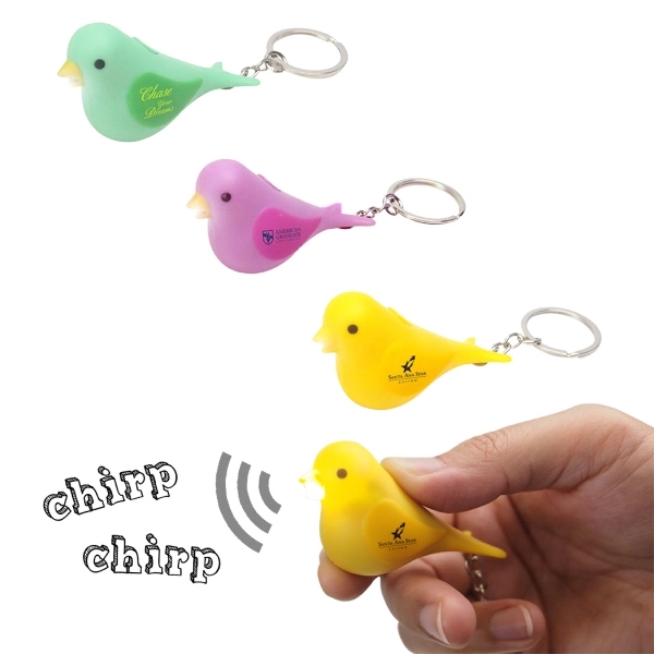 Plastic chirping bird LED light keychain... from ASI 31517 Admart Products / Admart Line