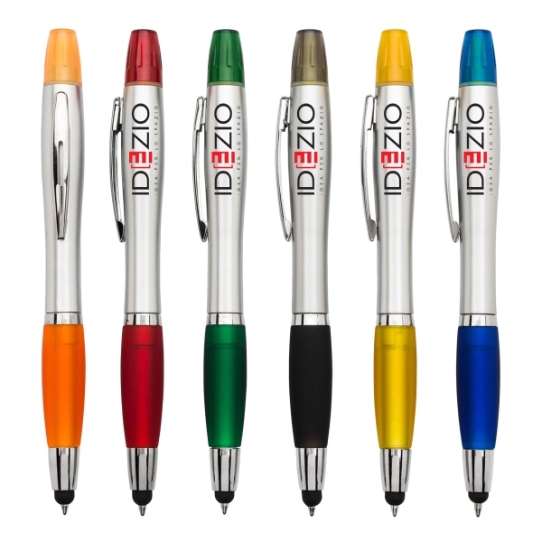 3 in 1 plastic ballpoint pen with highlighter and stylus.... from ASI 40544 Binaco