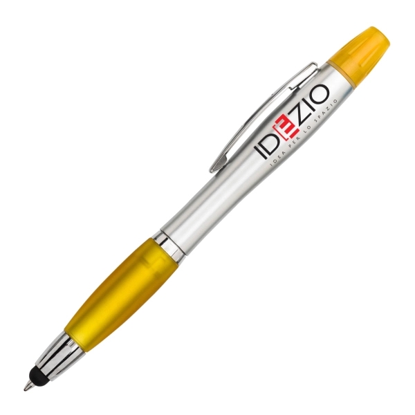 3 in 1 plastic ballpoint pen with highlighter and stylus.... from ASI 40544 Binaco