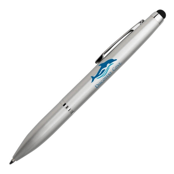 Cameron twist-action metal ballpoint pen with soft touch capacitive stylus for... from ASI 40544 Binaco