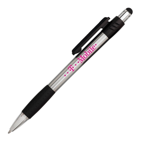 3 in 1 plunger-action plastic ballpoint pen with soft touch stylus... from ASI 40544 Binaco