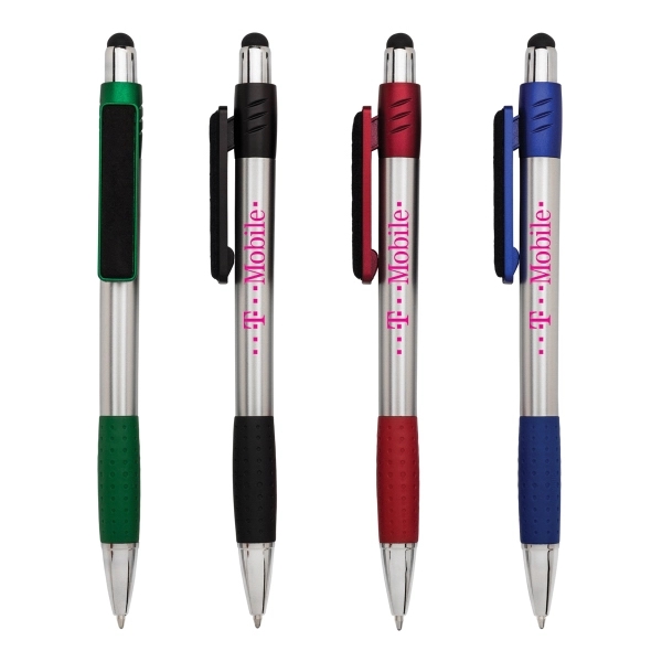 3 in 1 plunger-action plastic ballpoint pen with soft touch stylus... from ASI 40544 Binaco