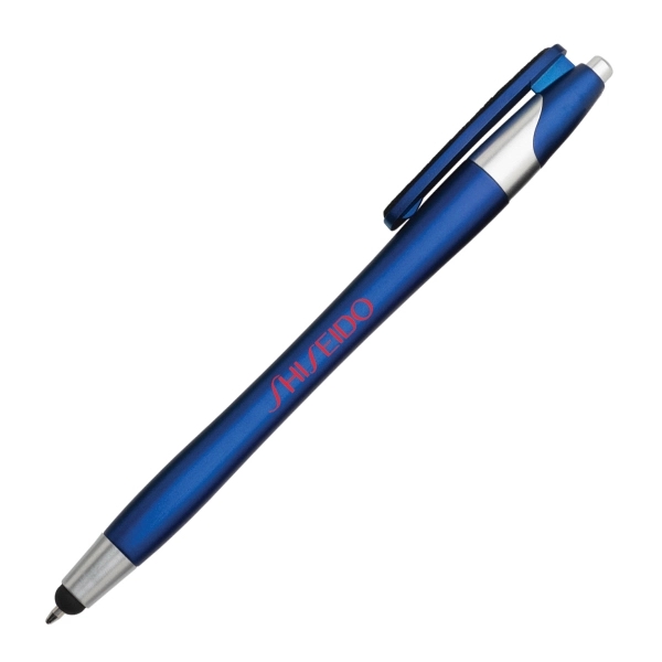 Plastic plunger action plastic ballpoint pen with stylus tip.... from ASI 40544 Binaco