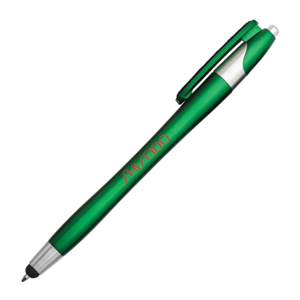 Plastic plunger action plastic ballpoint pen with stylus tip.... from ASI 40544 Binaco