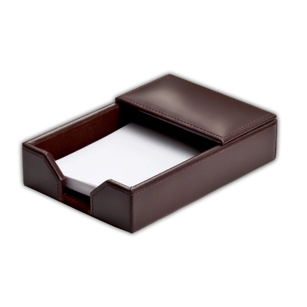 Dark brown memo holder made of bonded leather for 4" x... from ASI 48125 Dacasso / DaCasso