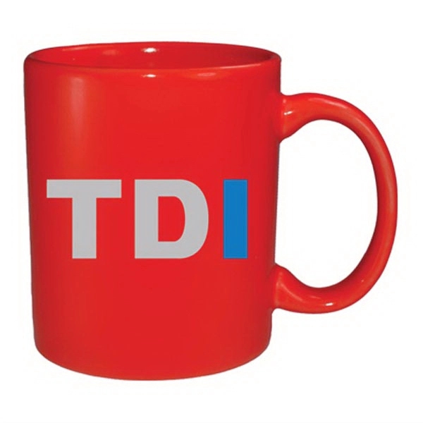 11 oz. stanford C-Handle Vitrified ceramic coffee mug. Vibrant eyecatching red... from ASI 46573 Cooper & Clement Inc