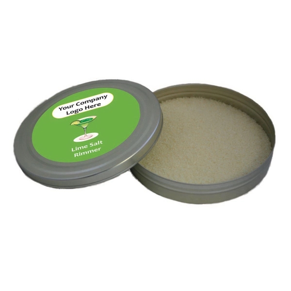 Lime infused salt rimmer mixture in 5.2" tin with customized full-color... from ASI 74601 Calico