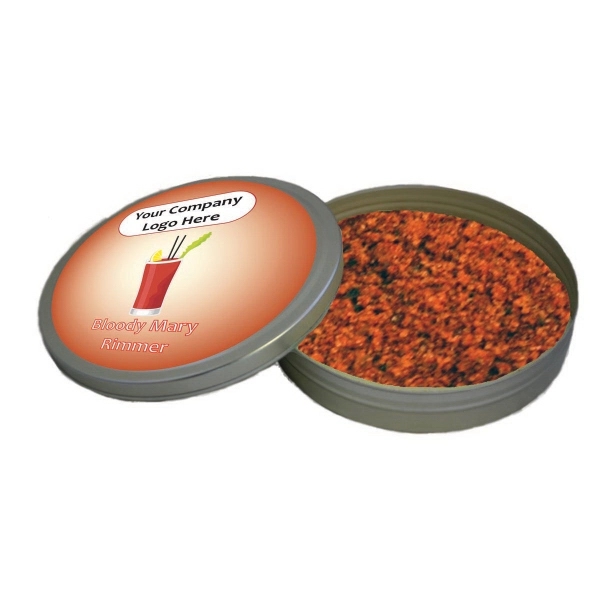 Bloody Mary cocktail rimmer mixture in 5.2" tin with customized full-color... from ASI 74601 Calico