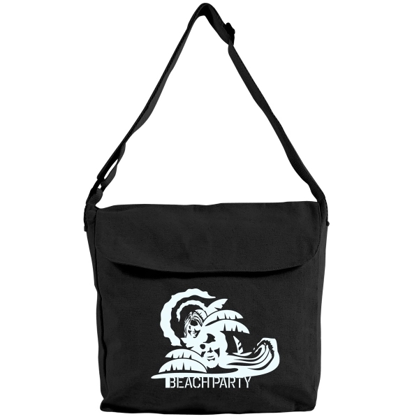 Eco-friendly Black cotton canvas messenger bag, 13" h x 13" w... from ASI 67557 LimeLight Ent / Limelight USA