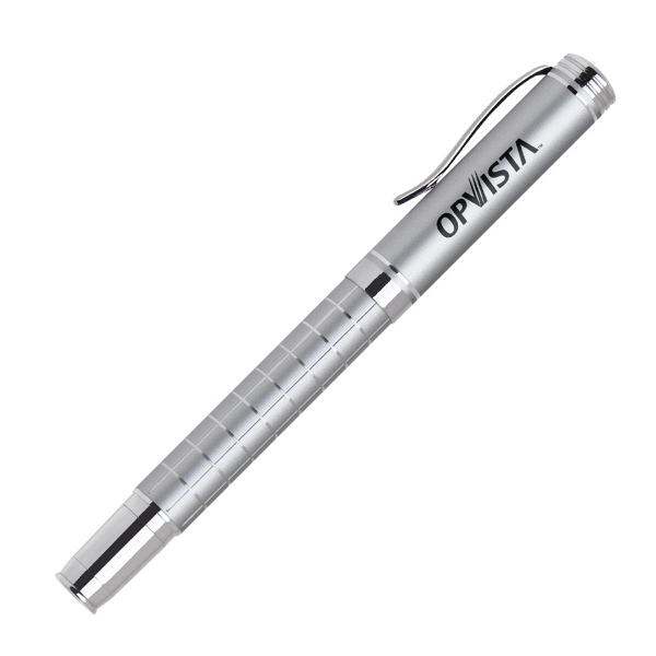 Cap-off rollerball pen with grid style barrel and chrome accents.... from ASI 40544 Binaco / Binaline